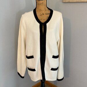 Talbots Knit Sweater Women Size 3X Cream and Black